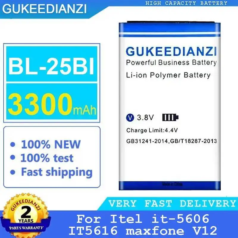 3300mAh High Capacity High Performance For Itel IT-5606 IT5616 Maxfone V12 Mobile Phone Battery BL-25BI