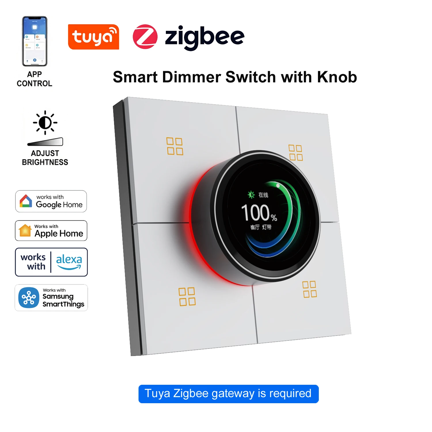 

Умный настенный выключатель света Zigbee с регулятором яркости, управление через приложение Tuya Smart Life, совместимость с голосовым управлением Alexa для дома и отелей X3