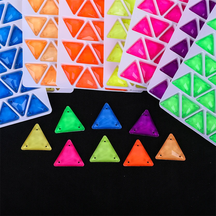 VC Neon Fluorescent Triangle Sew on Rhinestone Triangle Sewing Diamond Glass Diamond Flatback DIY Accessories Wedding