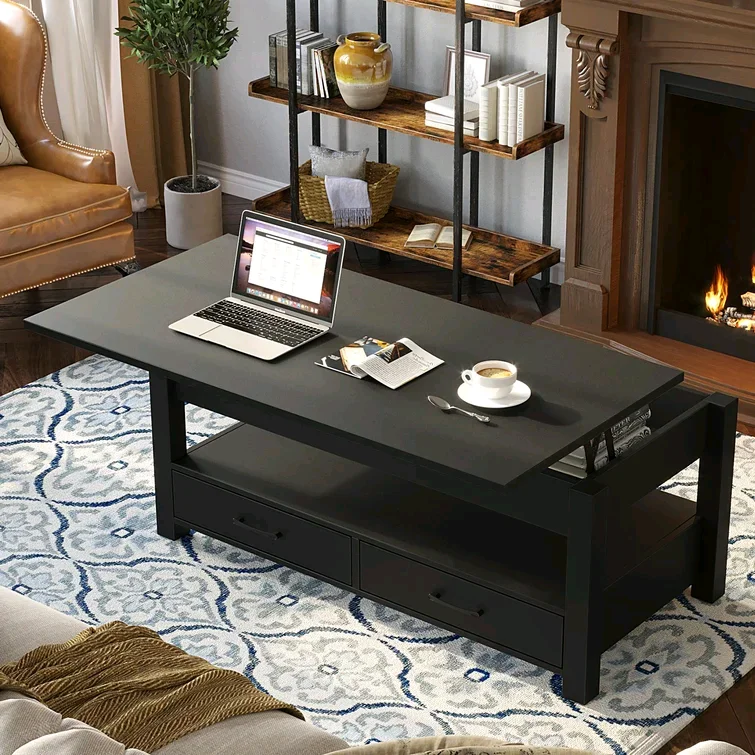 ！@Combohome Home Furniture Brown Color Wood Living Room Side Table Wood Lift up Top Coffee Table