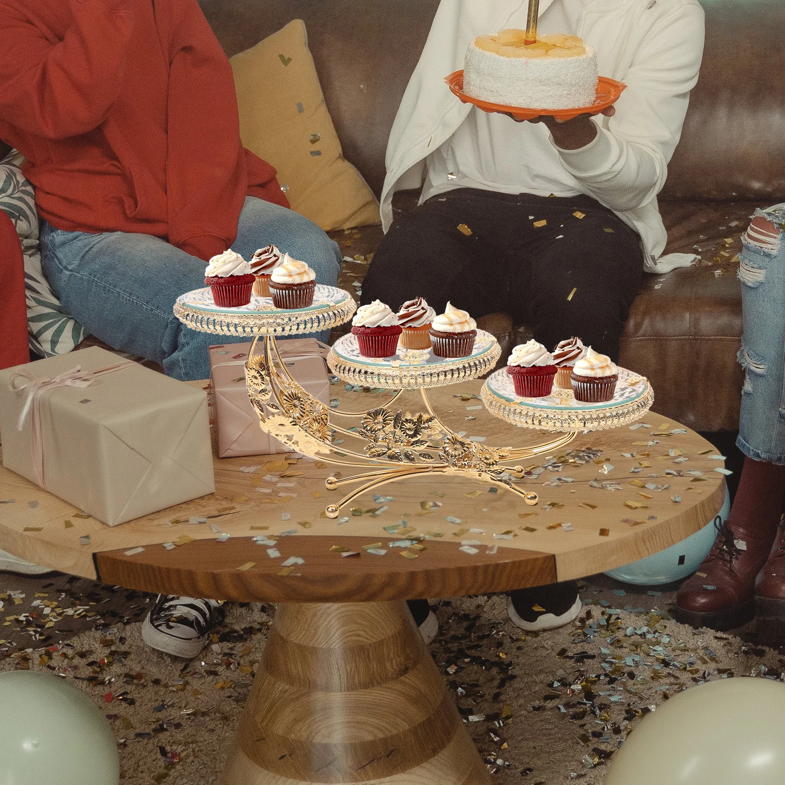 

1 шт., хрустальная стеклянная тарелка для фруктов, большая вместительная подставка для торта, поднос для конфет, элегантный держатель для десерта для вечеринки, свадьбы, шведского стола