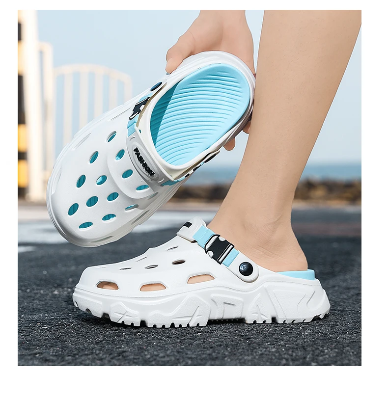 Herren- und Damen-Paar-Sommer-Outdoor-Rutschfeste, geruchshemmende, geschlossene Zehenpantoffeln, große Strand-Sandalen und Pantoffeln für – Detail 10