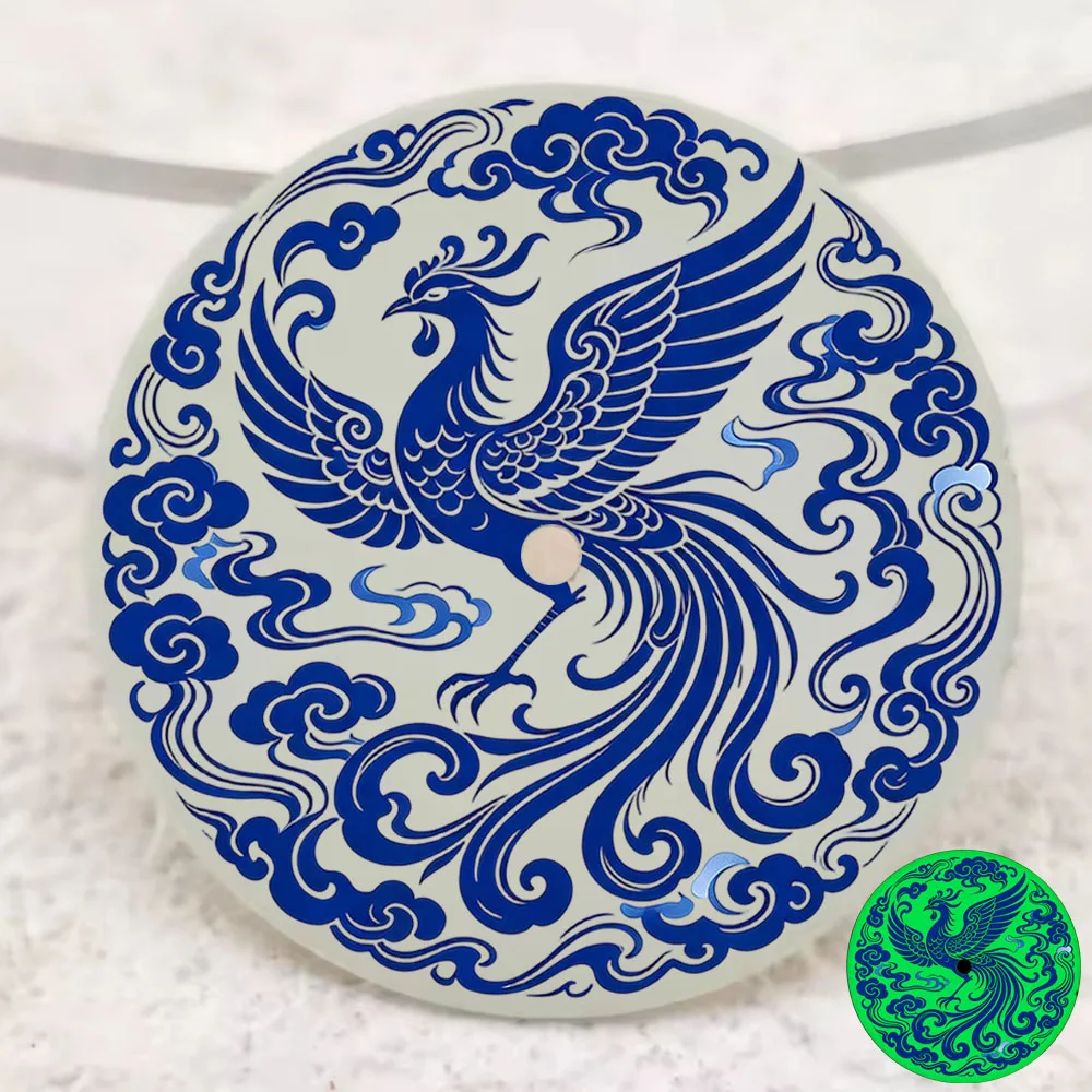 28.5mm Dial NH35 Dial NH36 Watch Dial Blue and White Porcelain Style Dial Sterile Dial Watch Accessories Fit NH35/NH36 Movement