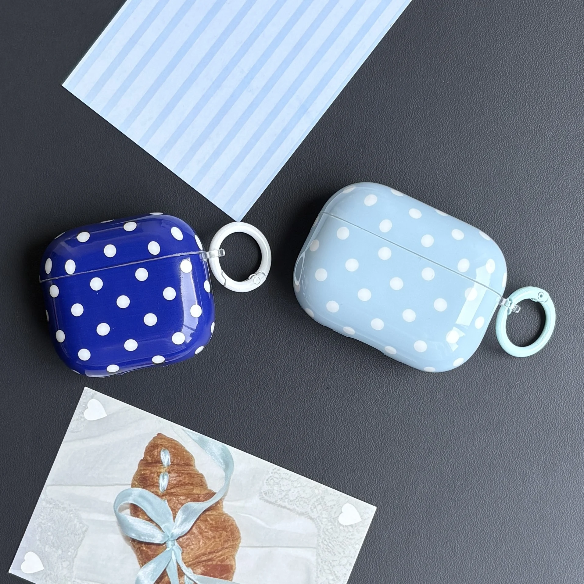 Simple Classic Polka Dot Pattern Twelve Colors Protective Earphone Case Cover Case For AirPods 1 2 3 4 Pro Pro2 Pro3 with Ring view 4
