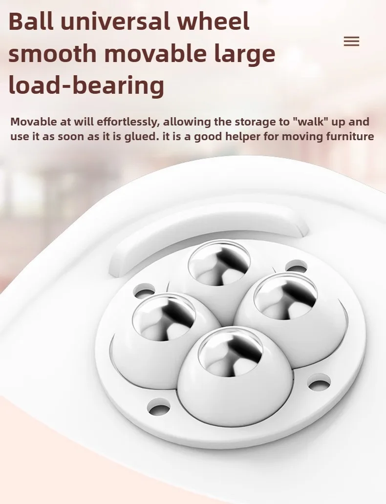 4 Stück Möbelrollen, Schwerlast-Kugelrollen, selbstklebend, Edelstahl, 360° drehbar ° Drehbares Universalrad, Traglast 10/60 kg – Detail 1