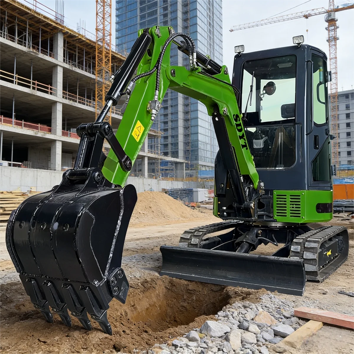 حفارة صغيرة مع هيكل معزز دوار مرن محرك ديزل قوي مخصص متعدد الوظائف الكابينة حفارة صغيرة