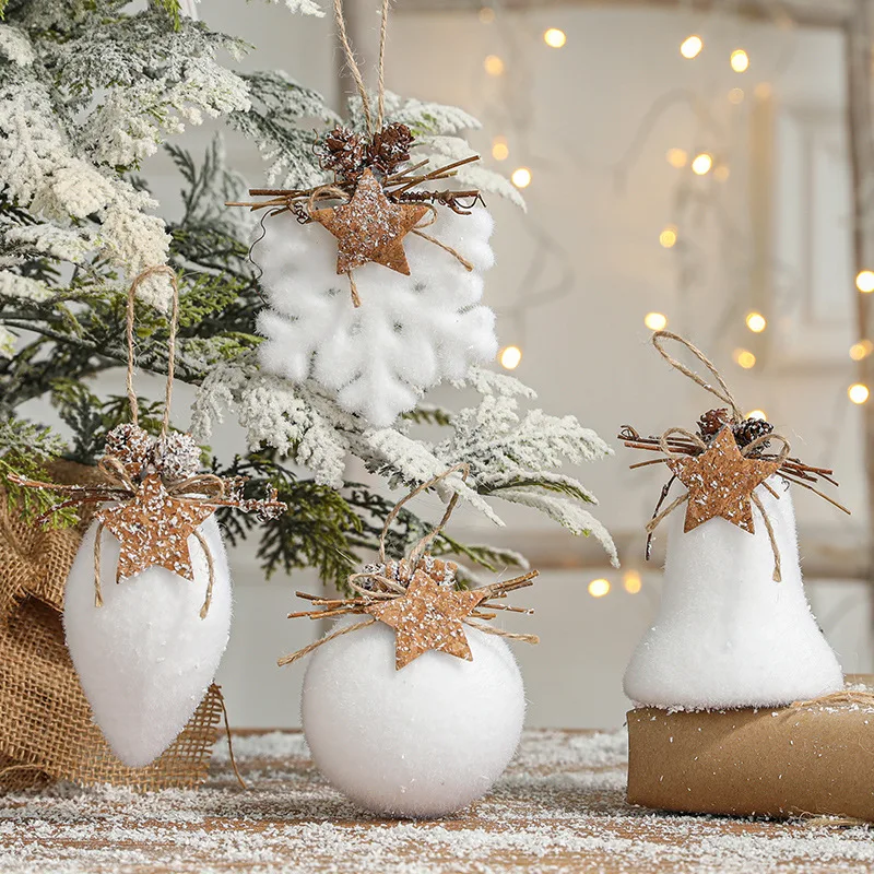 1/2pcs Christmas Balls Xmas Tree Hanging Ornaments White Snowflake Pendants Christmas Decor For Home 2023 New Year Navidad Gifts