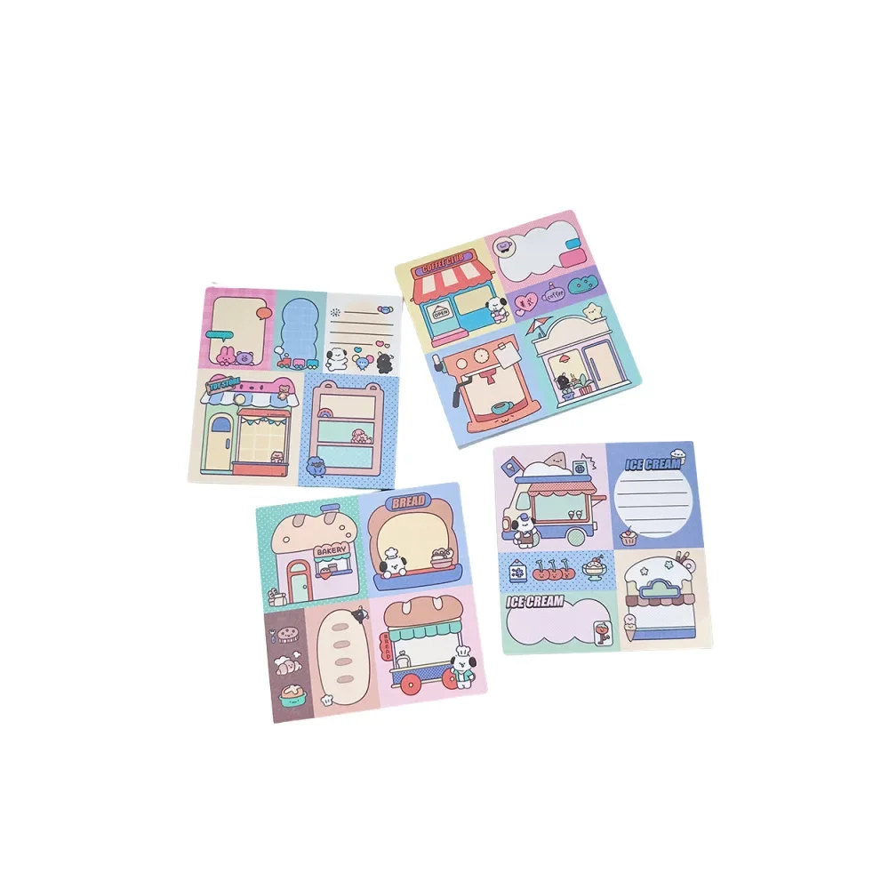 100pcs Retro Shop No Stickiness Square Sticky Notes Book Puppy Theme Cute Notes Paper Study Notes Student Handbook Material