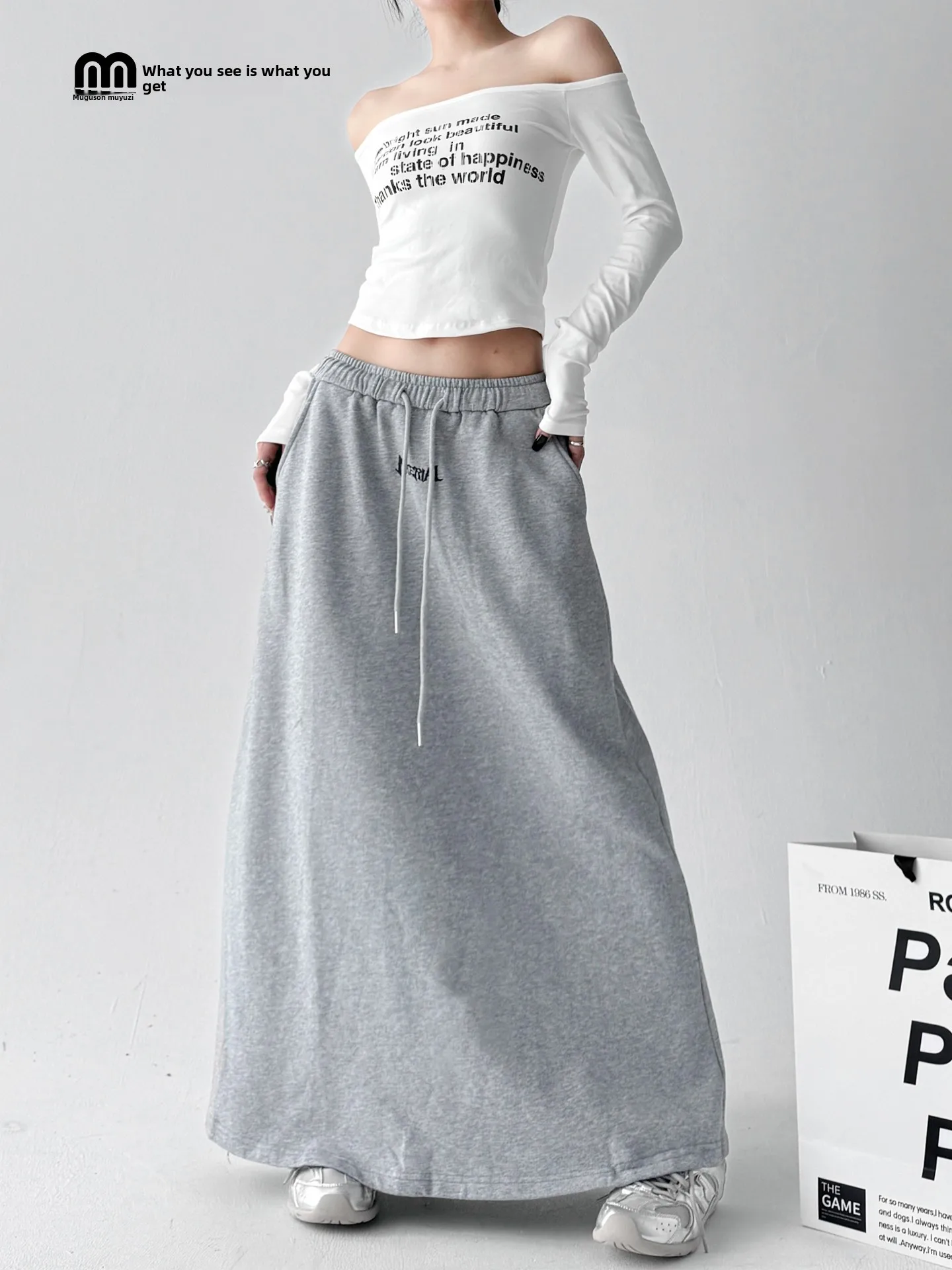 

Американская ретро-юбка длиной f, женская свободная эластичная талия, повседневная тонкая юбка трапециевидной формы с прямым вырезом и высокой талией...