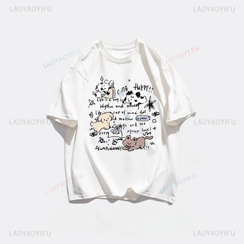 

Винтажная забавная мультяшная простая модная хлопковая футболка высокого качества с коротким рукавом и круглым вырезом, женские летние дышащие топы для отдыха