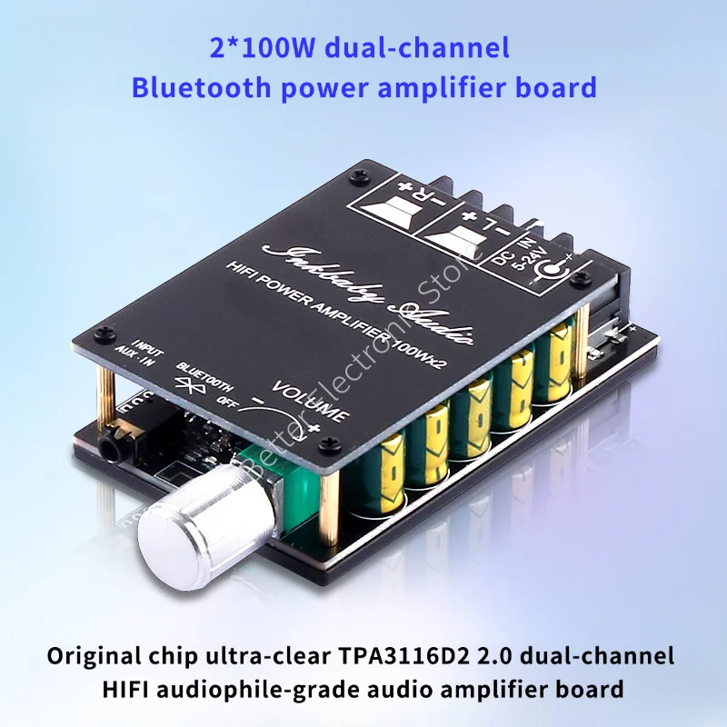 TPA3116 Bluetooth Digital Power Amplifier board  Hifi-level high-fidelity high-power 2.0 stereo  100W*2