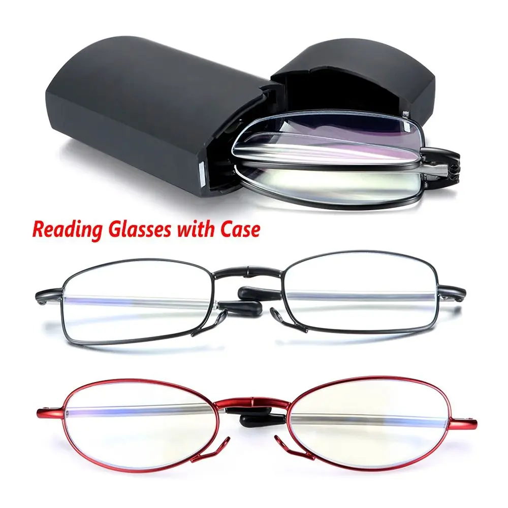 

Anti-Blue Light Folding Reading Glasses Blue Light Blocking Compact Presbyopia Eyeglasses Readers Glasses with Glasses Case
