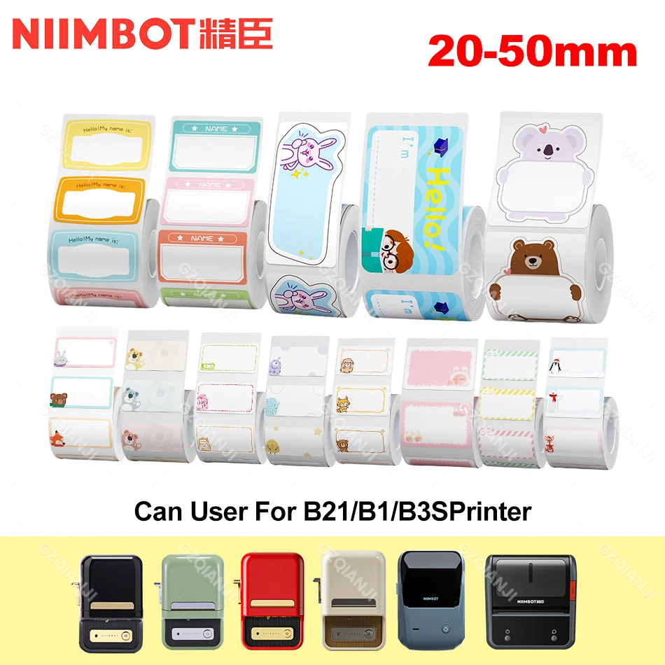 Niimbot B1 B21 B3S Thermal Label Printer Paper Roll School Name Label Home Storage Marking Label Ribbon Taper Kids Fun Sticker