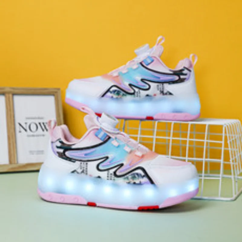 

New 2024 Children's Sneakers Men's Girls Roller Skates Ice Skates Wheeled Walking Shoes Casual Footwear kids sneakers
