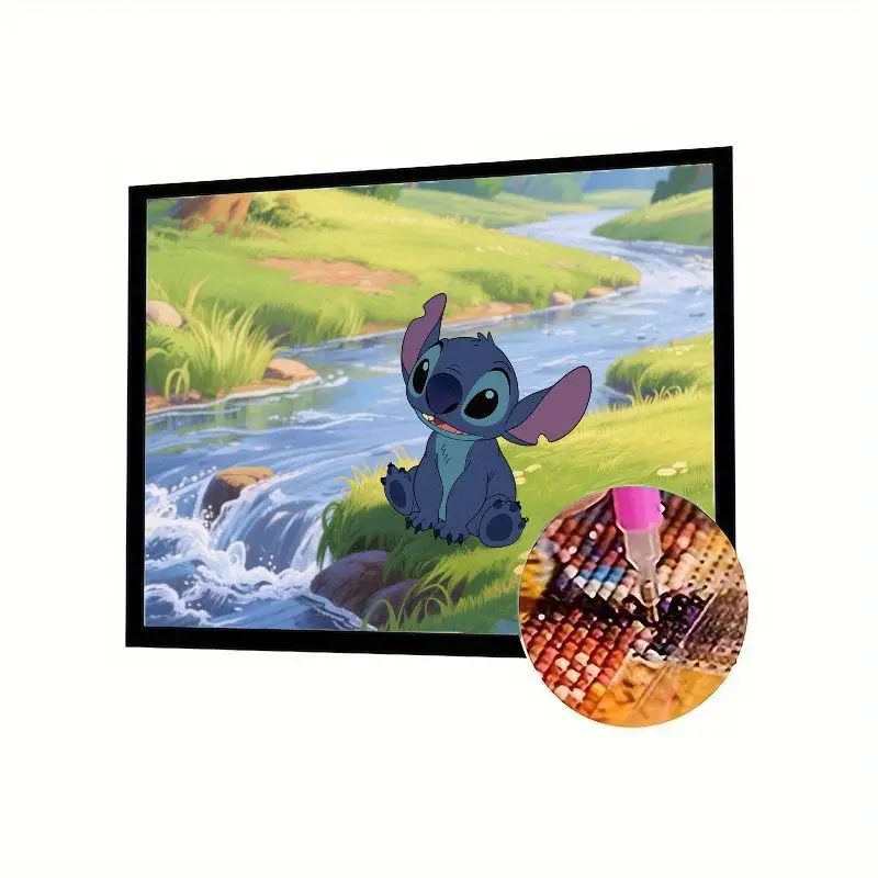 

1PC Cute Stitch by River Landscape 5D Diamond Painting Kit - DIY Full Drill Rhinestone Embroidery Art Craft for Adults Kids Begi