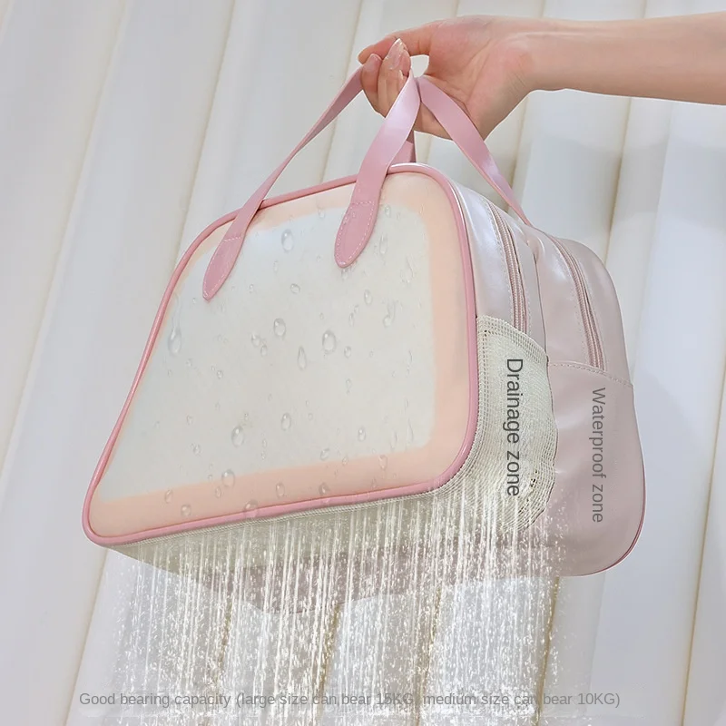 Dry and Wet Separation Makeup Bag with Large Capacity, Portable and Waterproof Cosmetic Bag