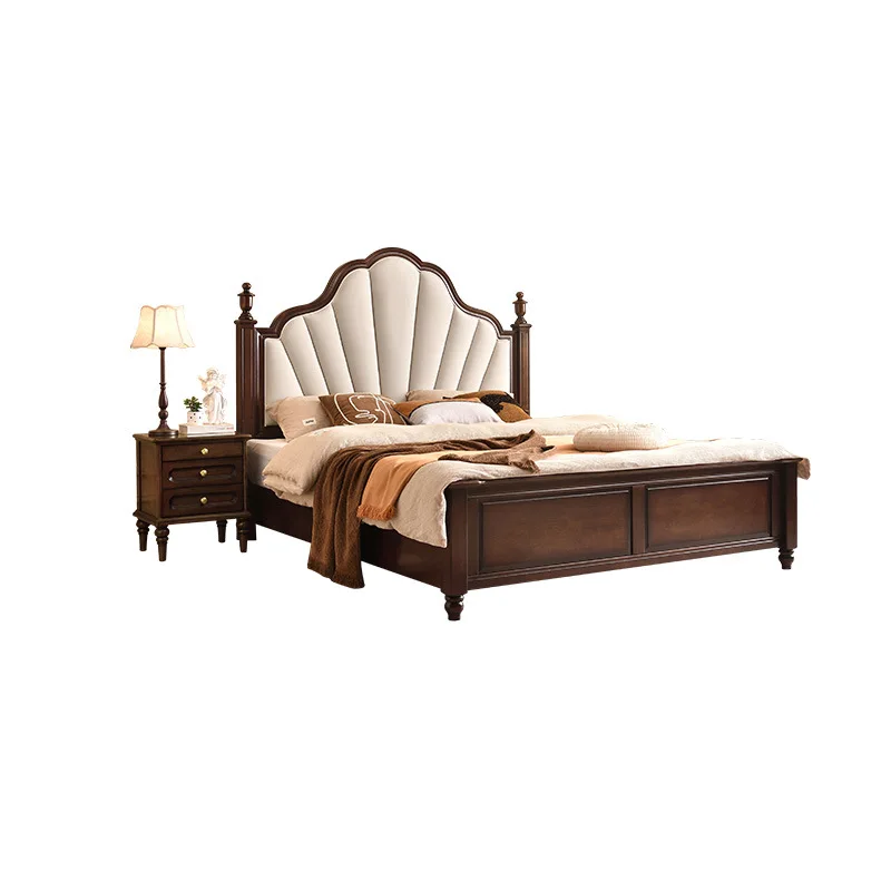 

American country, high end soft 1.8-meter double wedding bed, European solid wood, modern air pressure high box storage bed