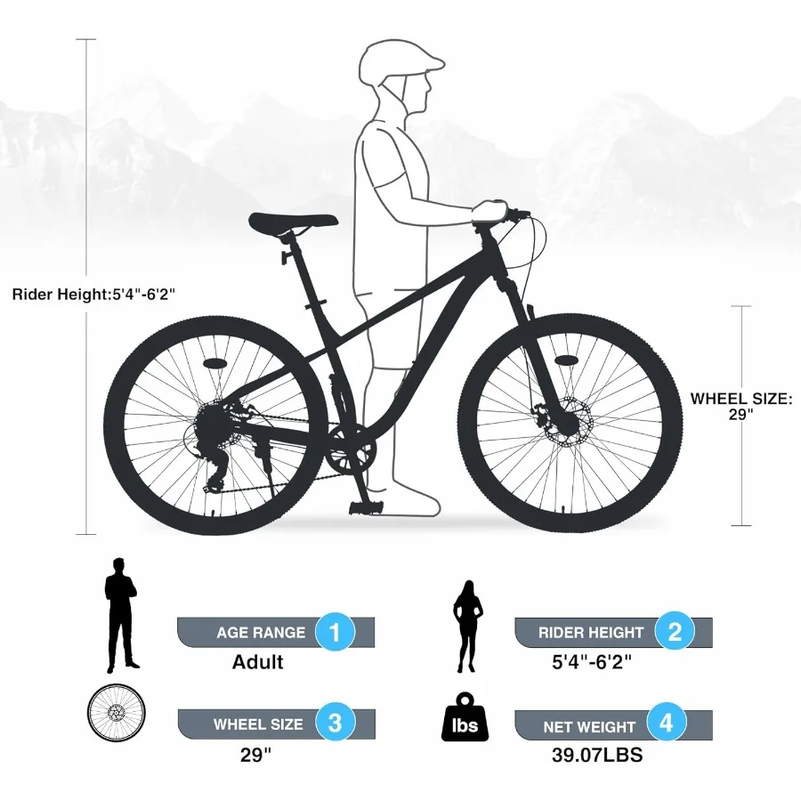 27.5 29 بوصة دراجة هوائية جبلية سرعة واحدة 8 سرعات إطار فولاذي MTB الجبهة شوكة تعليق مكبح قرصي دراجة للنساء الرجال الكبار م #6