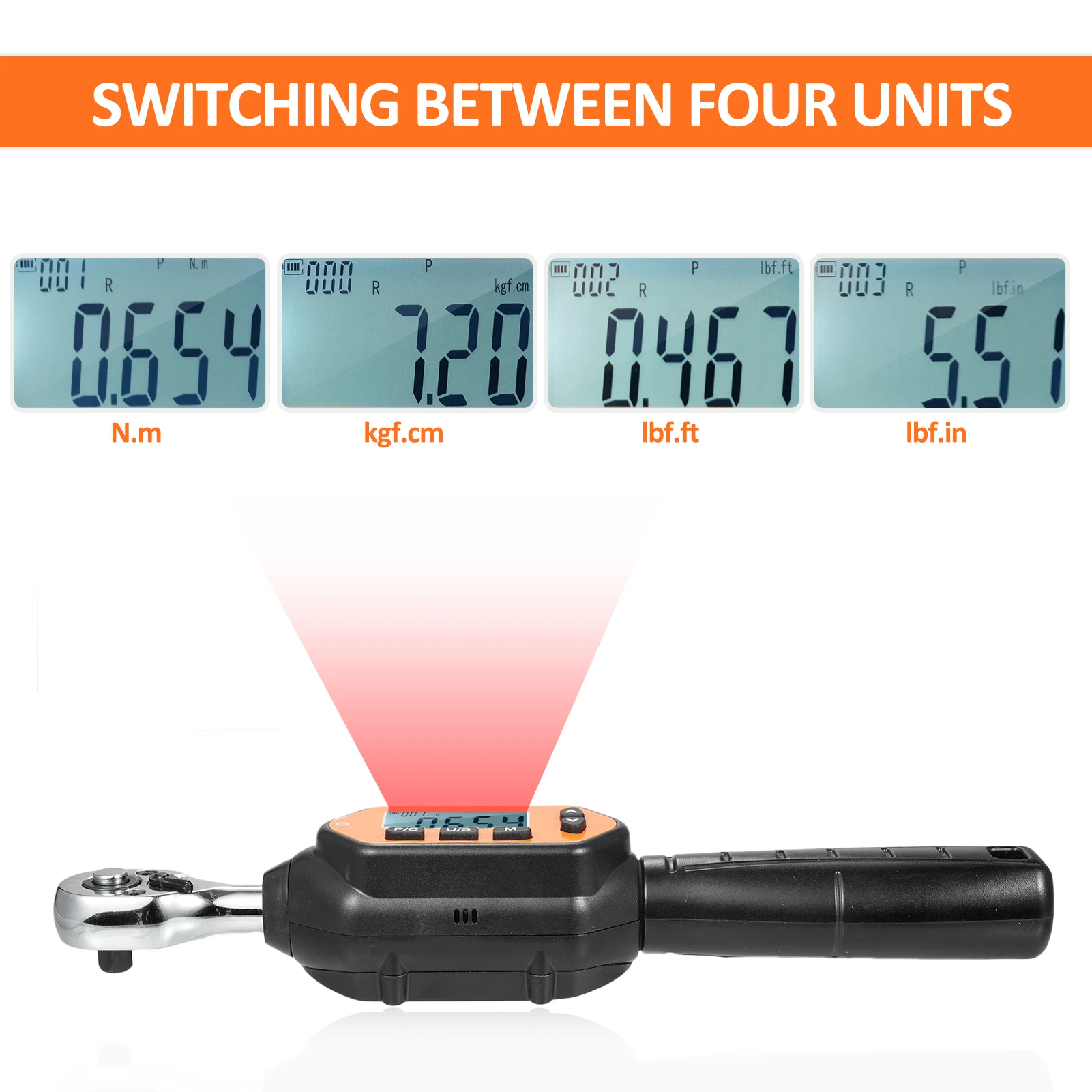 EWM-R-10 1/4'' Drive Mini Digital  Wrench Handheld Portable Digital  Wrench Large Screen Backlight Sound LED Alarm Real-time