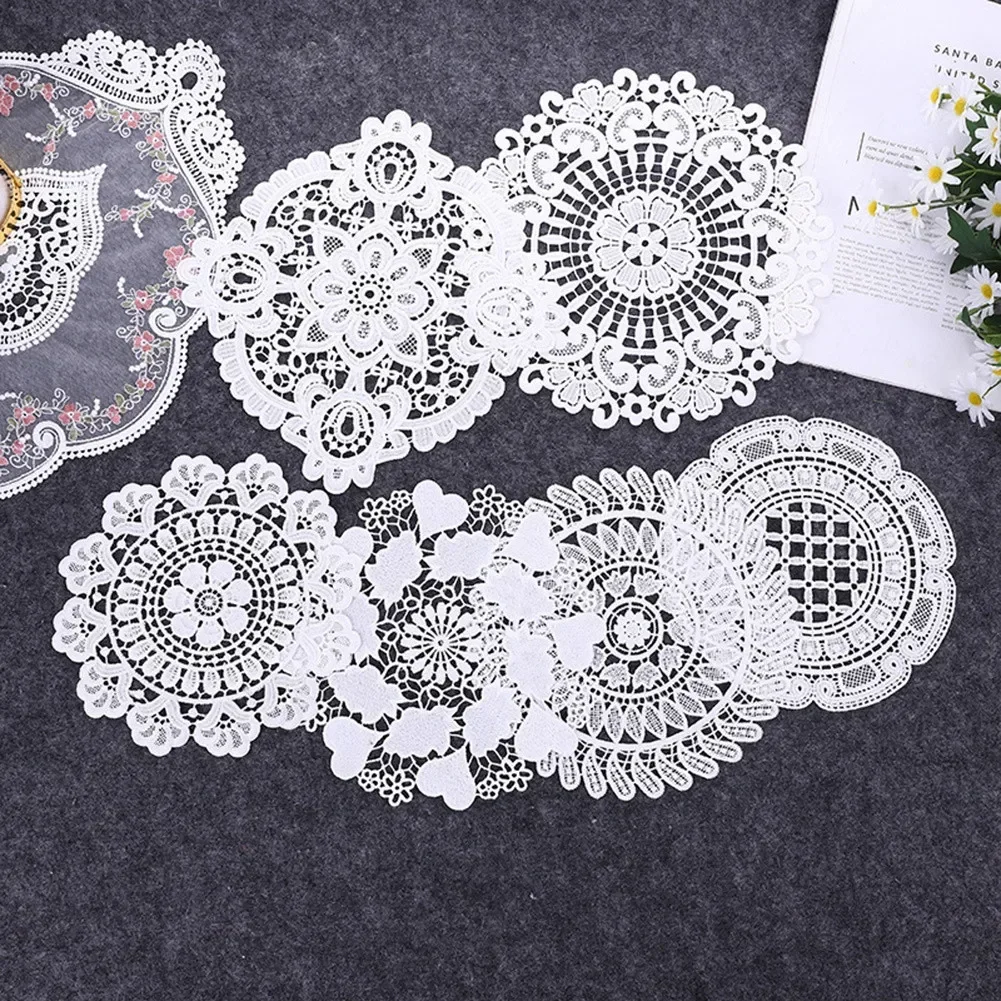 Lace Placemat Cloth 19*19 CM/20*20 CM Round Lace Doilies Crochet Round Lace Placemat Napkin Placemat Cup Dish Coaster