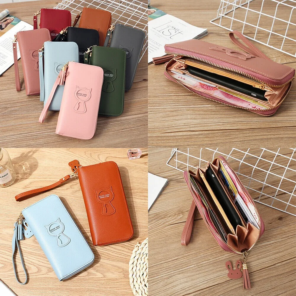

Women's Leather Clutch Bag Large Capacity Handbag Zipper Wallet Credit Card Holder Purse Multi-card Slot Card Bag Phone Bag