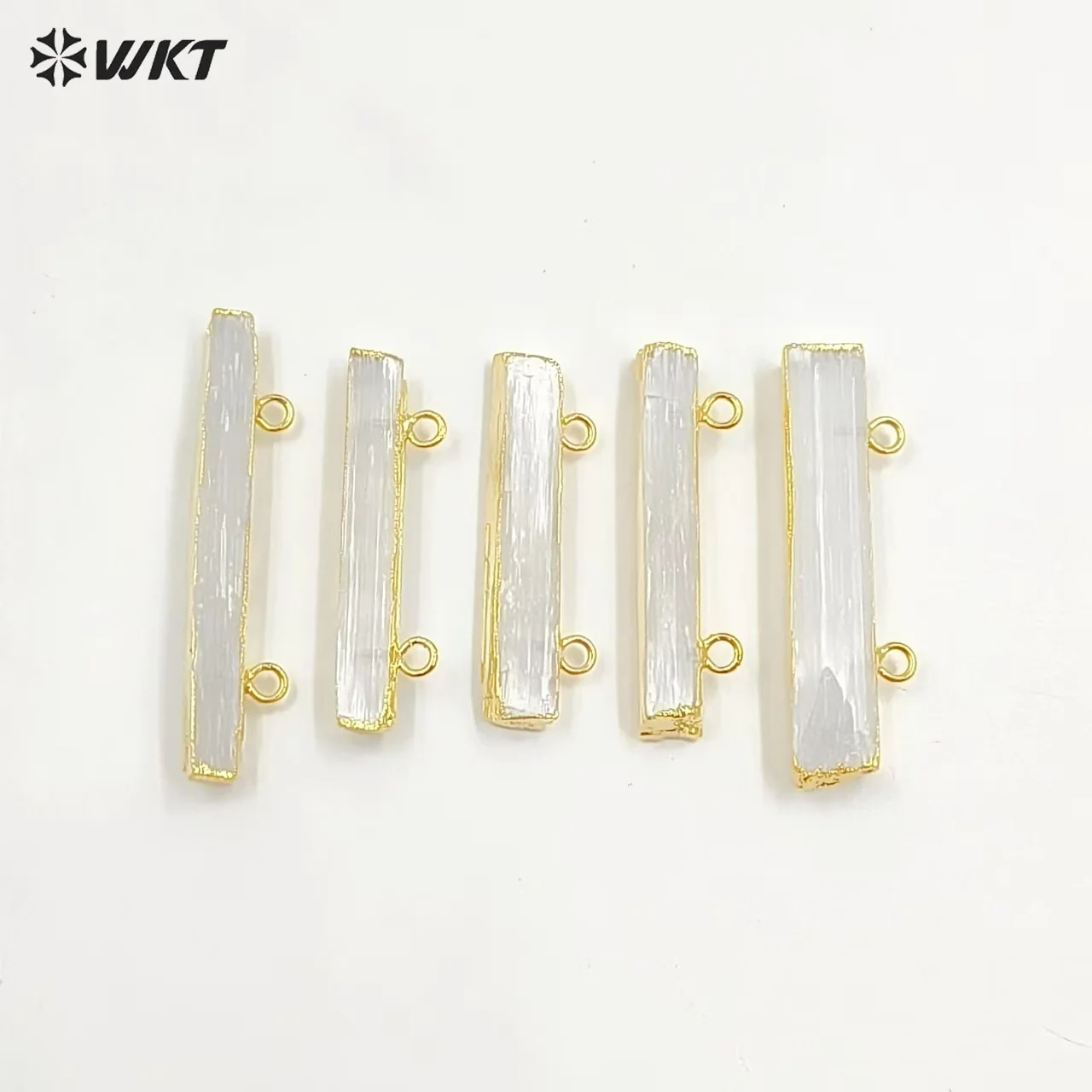 

WKT WT-P1311 Rectangle Shape Selenite Stone Necklace Pendant 2018 Fashion Metal Plated Jewelry for Women