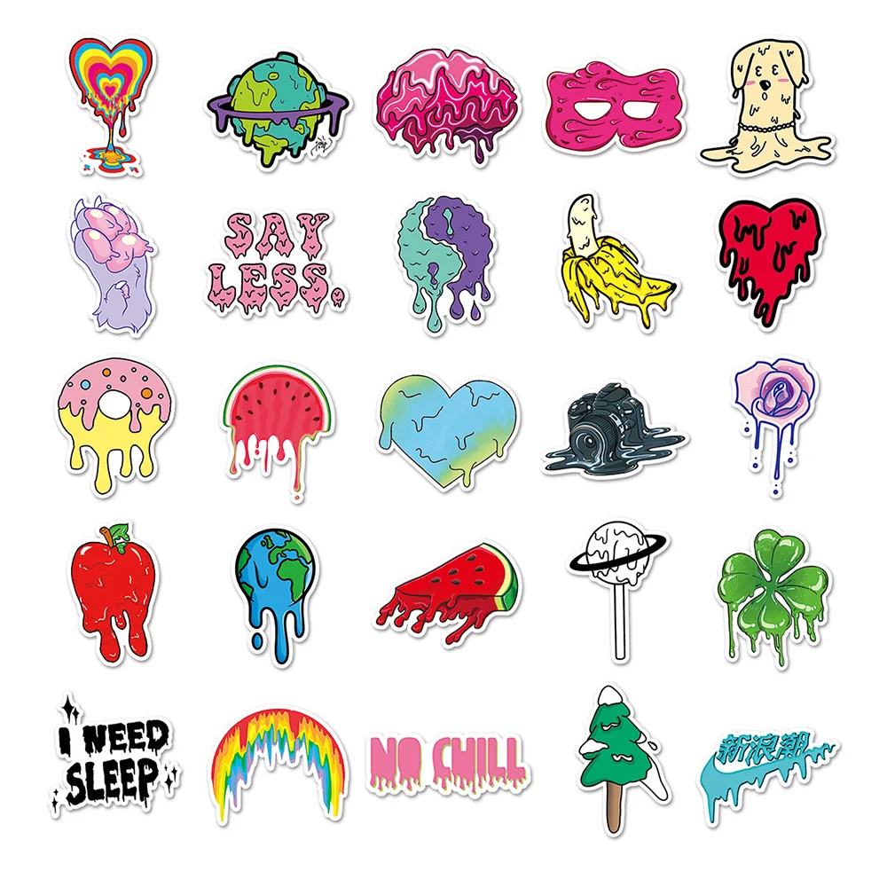 10/30/50Pcs Cool Smelten Art Graffiti Stickers Decals Diy Laptop Plakboek Bagage Skateboard Auto Phonoe Kid cartoon Sticker Speelgoed