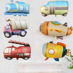 New matte cartoon car, airplane, submarine, small train, aluminum film balloon, boys' and children's birthday party decoration