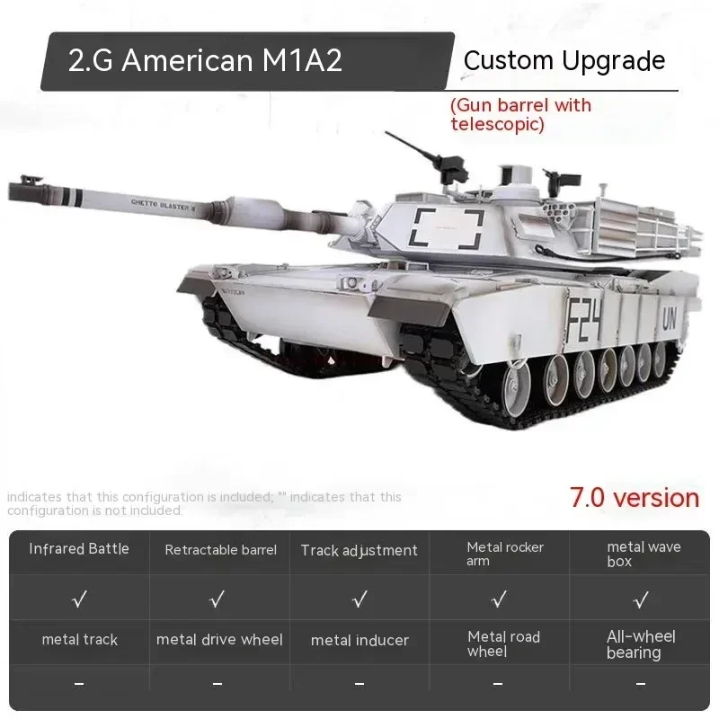 Henglong Afstandsbediening Tank Us M1a2 Grensoverschrijdende Infrarood Gevechtstank Model Upgrade Strip Wave Box Rc Tank Kid 'S Outdoor Speelgoed