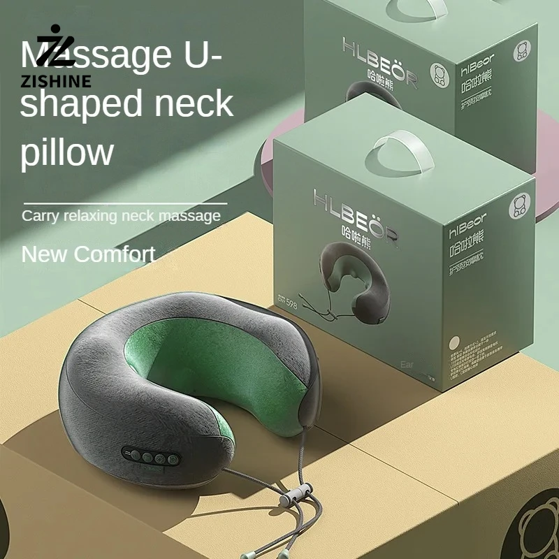 

Memory Foam U Shaped Neck Pillow - Soft Travel Companion with Massage Feature, Ideal for Airplane, Car & Cervical Support