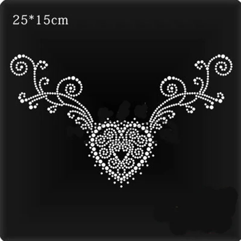 6 pz/lotto scollatura Hot Fix strass motivo cristallo strass strass ferro sul trasferimento applique patch per maglione