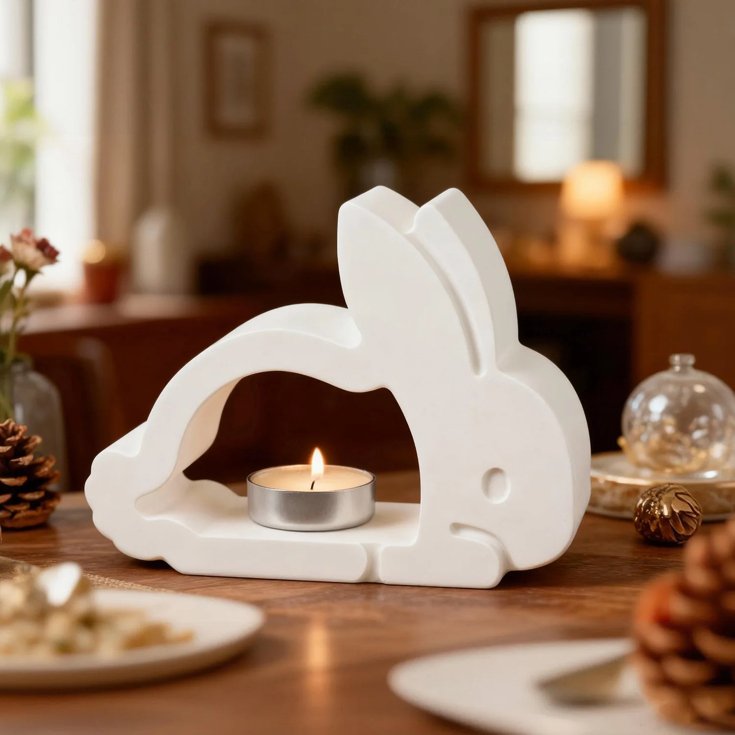 

3D Heart Rabbit Silicone Candle Mold DIY Easter Bunny Soap Molds Plaster Concrete Resin Craft Making Home Festival Deco Art Gift