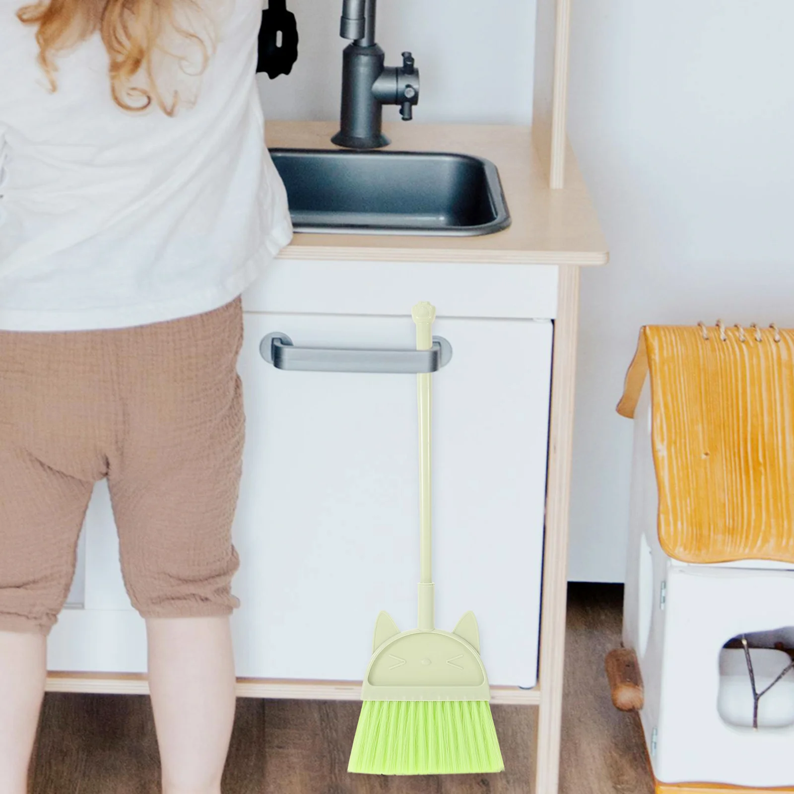 Mini escoba para niños, gato de dibujos animados, limpieza pequeña, escoba de barrido, herramienta de limpieza para niños, capacidad manual, suministros para el hogar