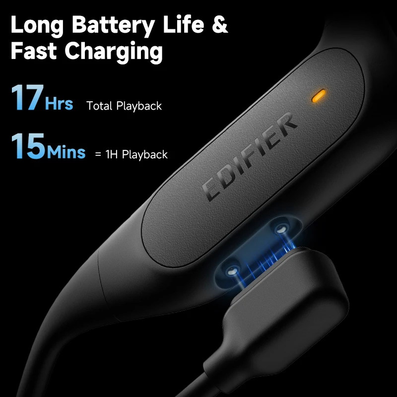 Edifier-Comfo تشغيل سماعات أذن لاسلكية مفتوحة بلوتوث ، سماعات رأس رياضية توصيل الهواء ، IP55 للماء ، تمارين باس عميق