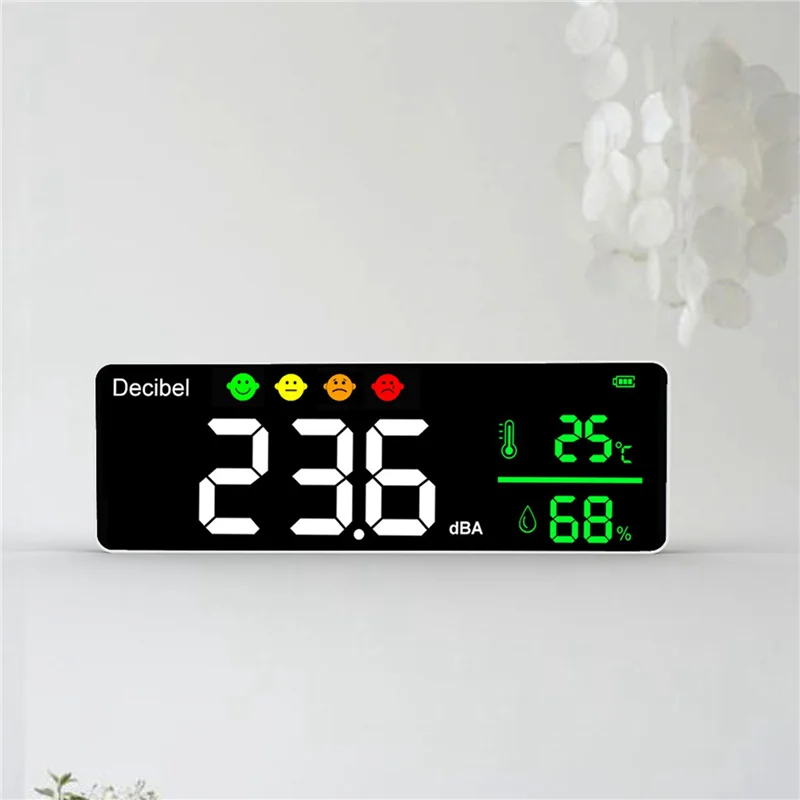 Daily 2X DM1306D Digital Decibel Sound Meter Smart Wall Mounted Noise Detector 30-130DB Temperature And Humidity Monitor
