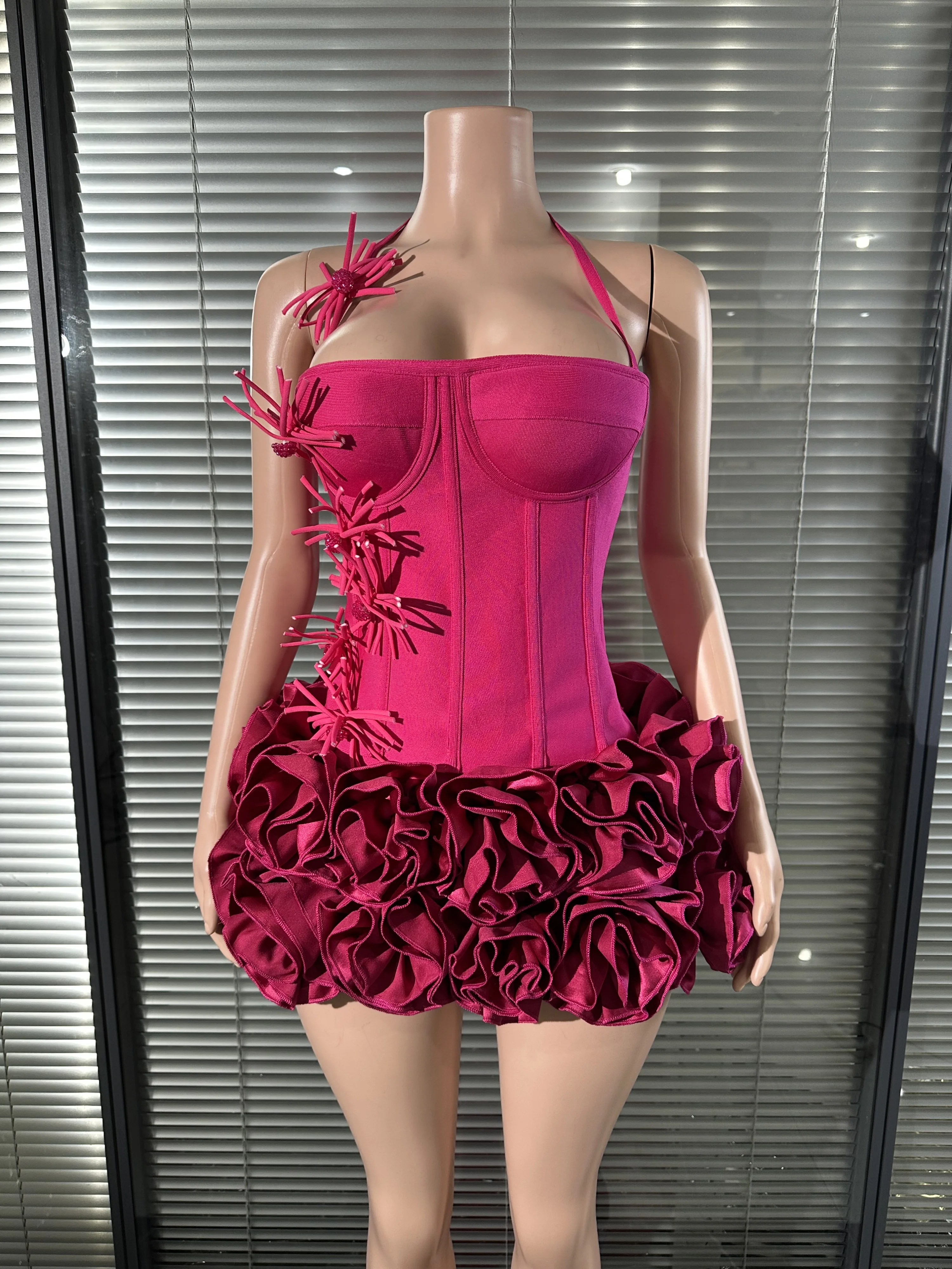 Feminino sexy sob medida sem alças florlas 2 peças bodycon mini vestido bandagem boate festa de casamento sereia outfit