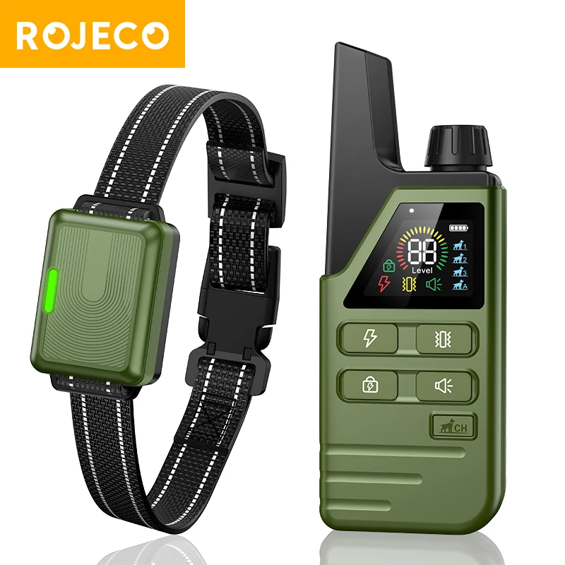 

ROJECO Electric Dog Training Remote Control Collar Pet Puppy Dog Bark Stop Collar Waterproof Rechargeable Anti Barking Device