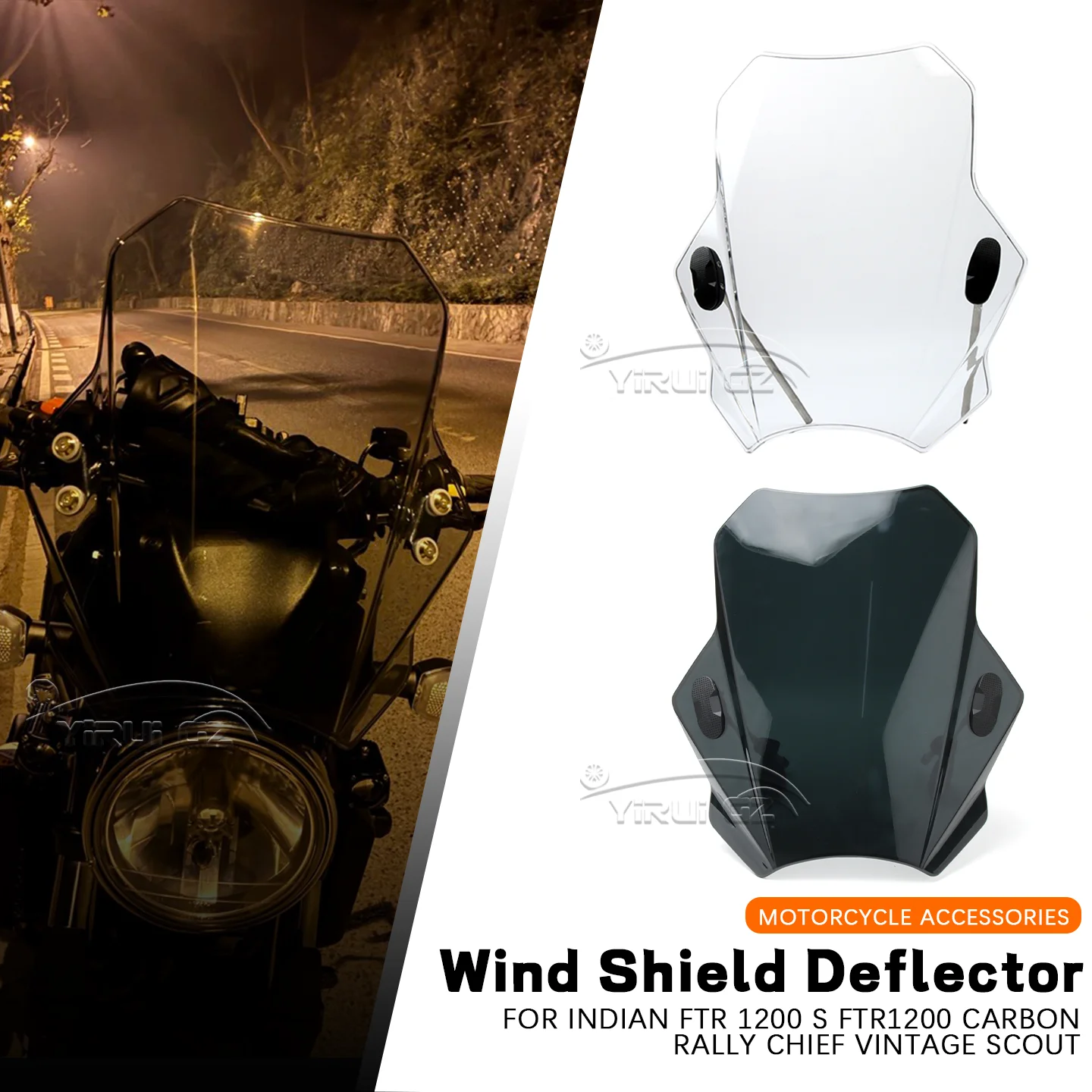 

For Indian FTR 1200 / S Carbon/Rally Chief VINTAGE Scout Motorcycle Windscreen Windshield Screen Wind Shield Deflector Protector