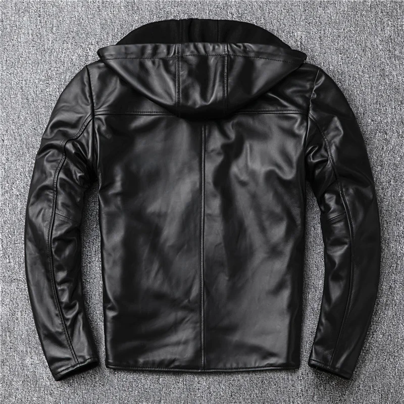 mens Free shipping.plus size thicker cotton genuine leather coat,winter warm outdoor leather jacket.sheepskin clothes.quality