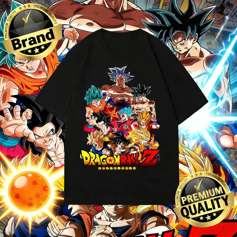 

Летняя футболка оверсайз из хлопка в стиле ретро Dragon Ball Z 2026 для мужчин, женщин и детей с принтом Гоку в различных формах и групповым аниме-изображением