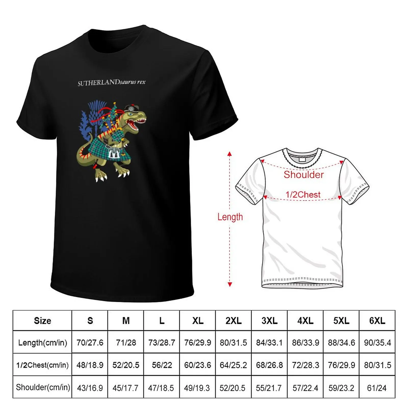 Clanosaurus Rex SUTHERLANDsaurus rex Sutherland Family Tartan T-Shirt Water Resistant Casual T-Shirt