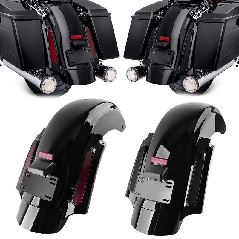 Motorcycle Rear Fender System Extension Fascia Set with Run Turn Brake Light For Harley Touring Road King Electra Glide 09-13