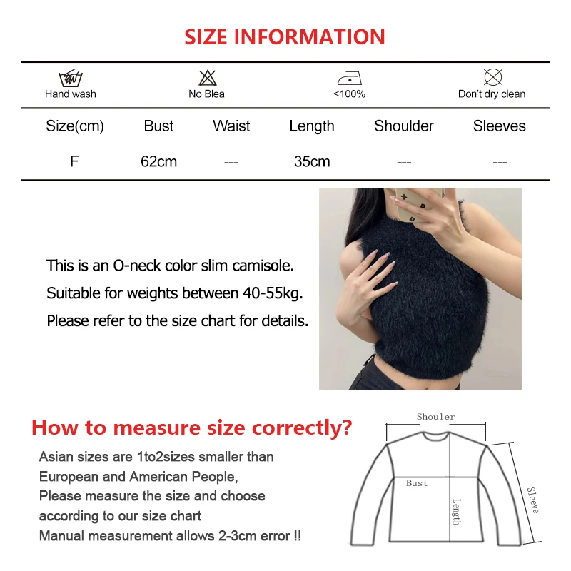 Women Faux Mink Thin Sweater Vest Solid Sleeveless Tank Tops O-neck Jumpers Casual Tank Tops Summer Sexy Slim Elastic Camis Y2K