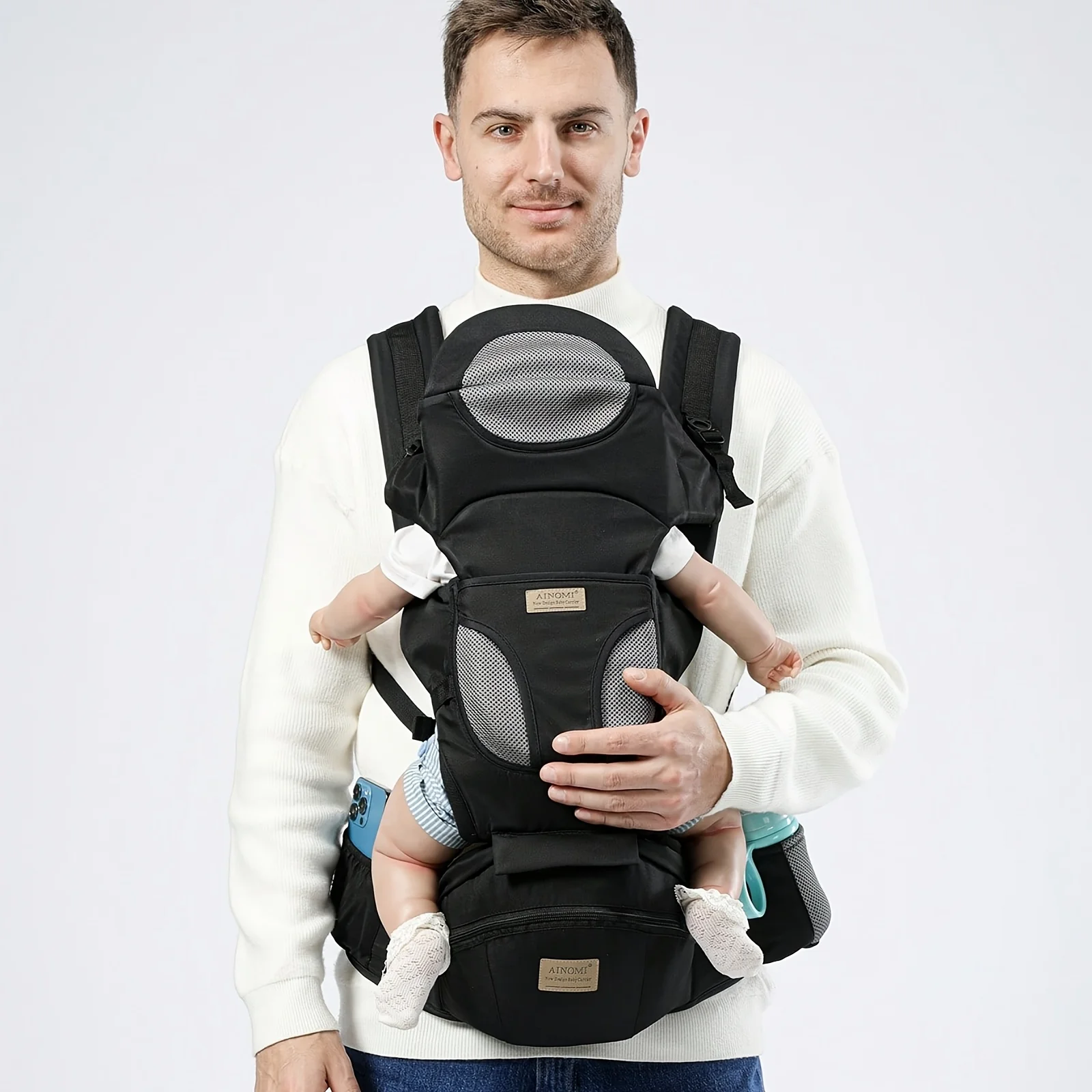 

Spring multifunctional baby carrier, with built-in storage space, durable material, multi-color optional, super load-bearing, ne