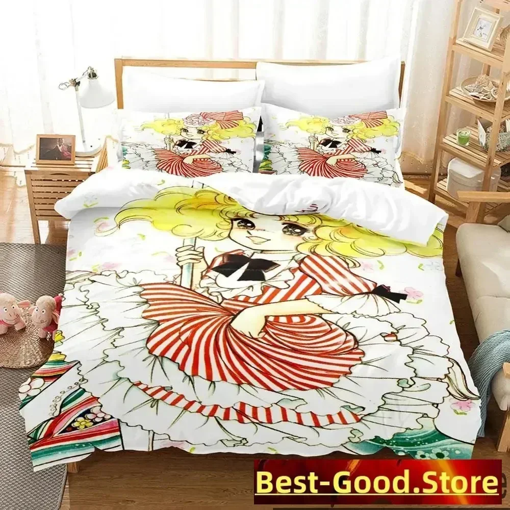 Manga Candy Anime Bedding Set Printed Bed Set With Pillowcase Bed Duvet Cover Single Double Queen Super King Size boys Adult