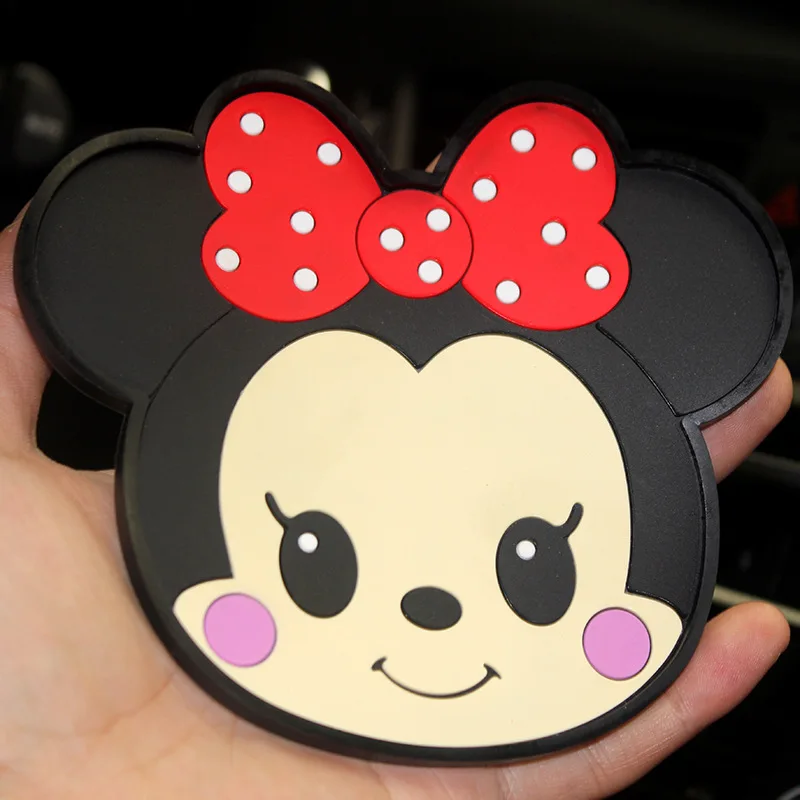 Disney Stitch Coaster Cute Cartoon Mickey Mouse Anime PVC Soft Rubber Coaster Heat Insulation Anti Scald and Anti Slip Pad