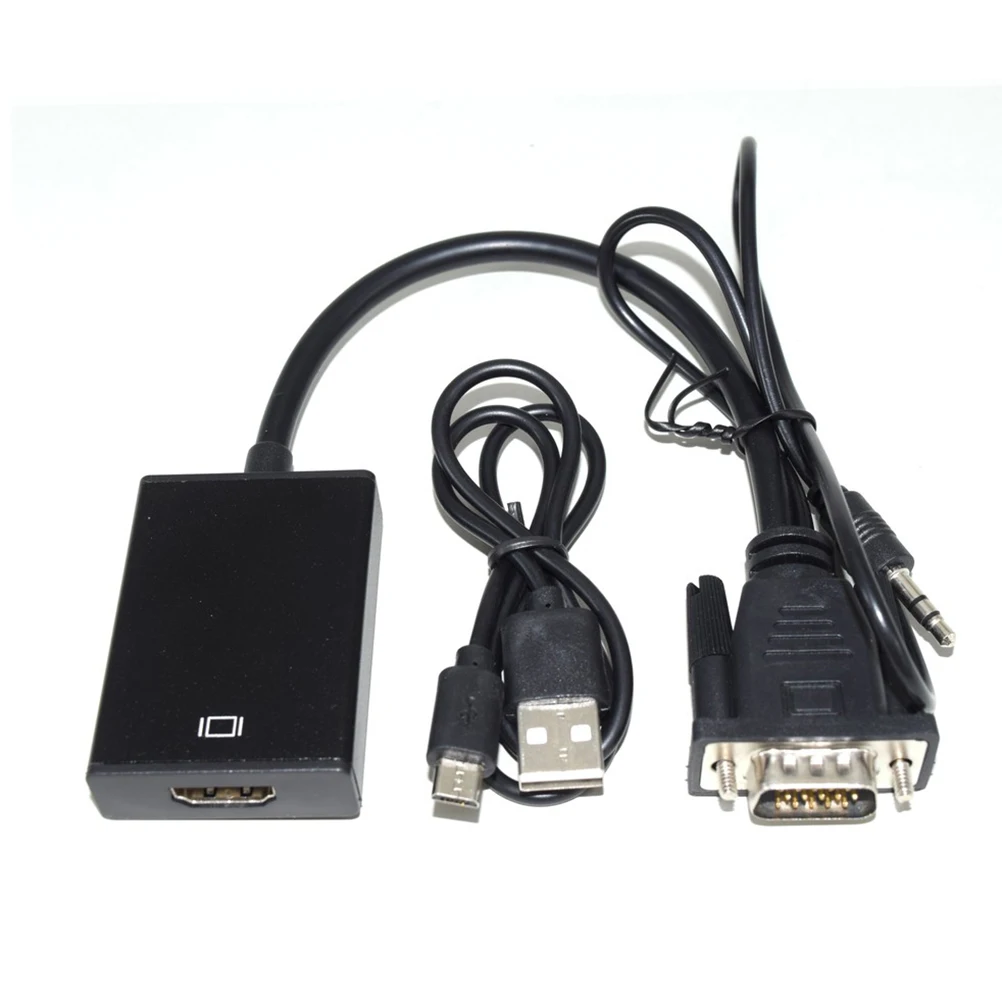 

VGA To Cable Adapter Converter with Audio Cable 1080P Oxygen Free Copper for PC Laptop Projector HDTV (Black)