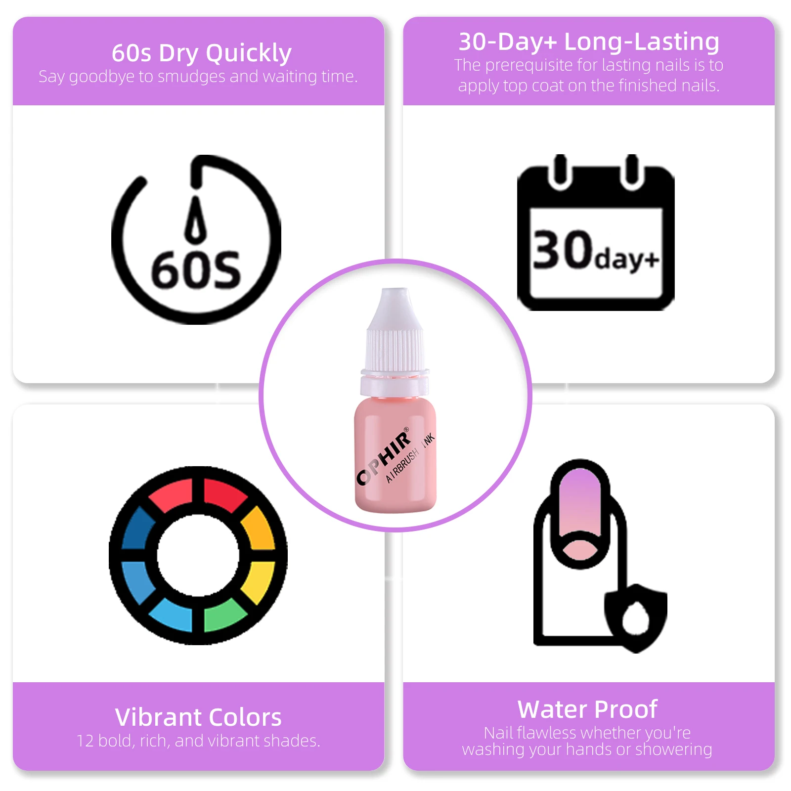 OPHIR Nail Art Tool 0.3mm Airbrush Kit with Air Compressor for Nail Art Airbrushing Stencil & Bag & Cleaning Brush Set_OP-NA001P