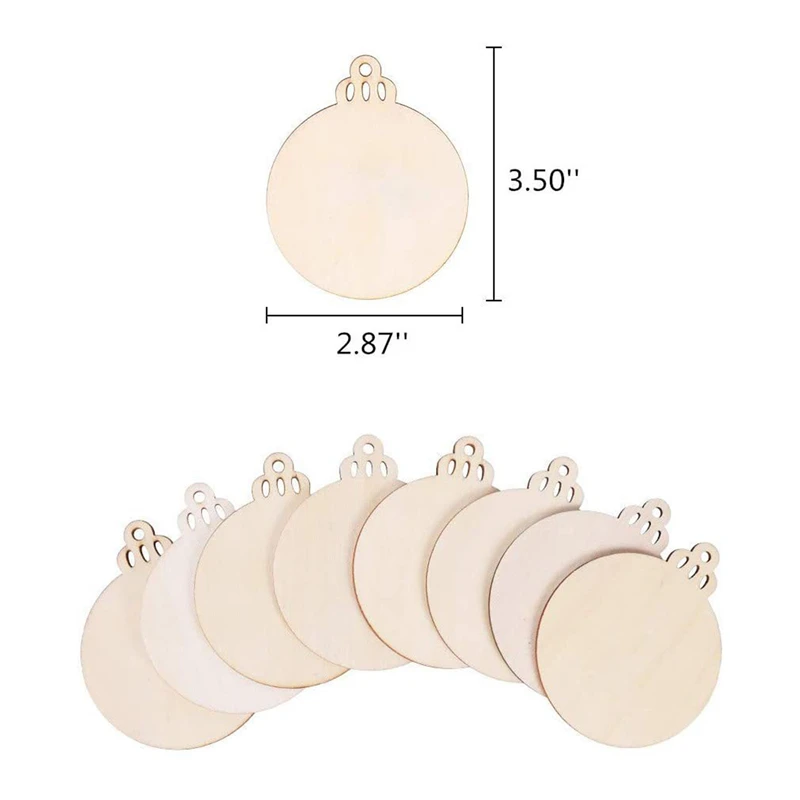 10pcs Merry Christmas Wooden Round Baubles Tags Christmas Balls Decoration DIY Craft Ornaments Christmas New Year Navidad Decor