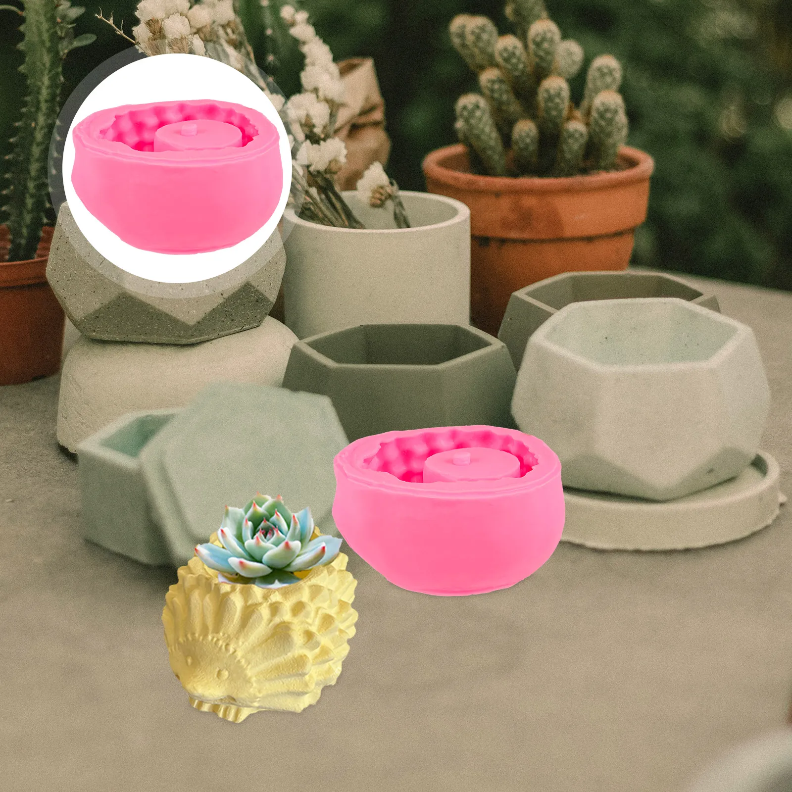 

Silicone Flower Pot Molds Creative Plaster naments Hedgehog DIY Planter Making Mold Bonsai Casting Mold Jewelry Crafts